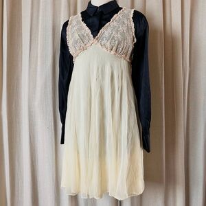 Sheer Butter Yellow Slip Dress – Lace Fit & Flare Soft Girl Dream